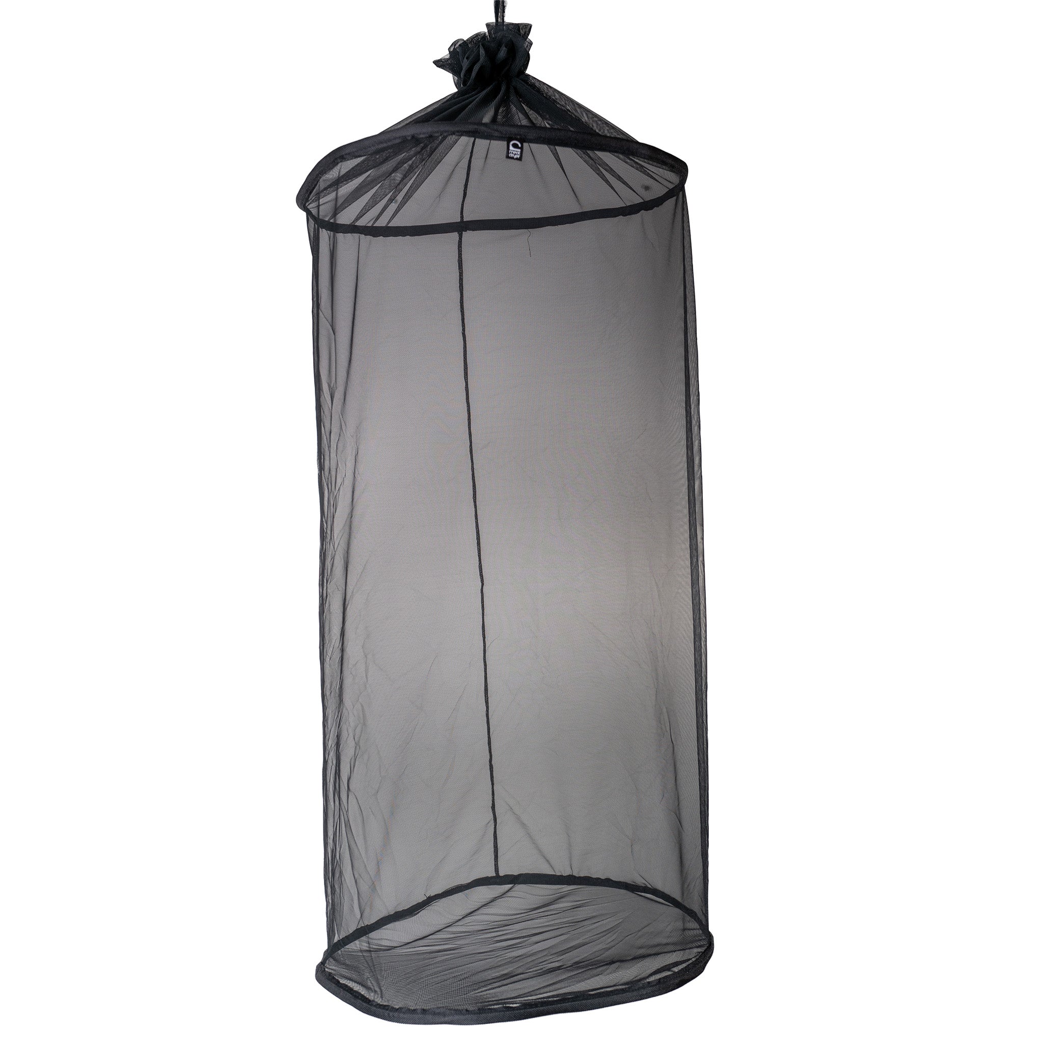 Black mesh insect net on a white background